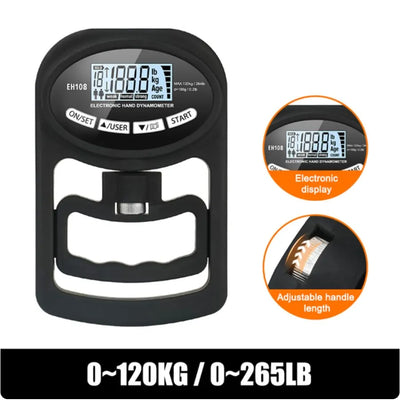 Maximize Your Strength with the Digital Grip Strength Tester - 265Lbs/120Kg Hand Dynamometer featuring USB & LCD Display for Optimal Power Training and Sports Performance
